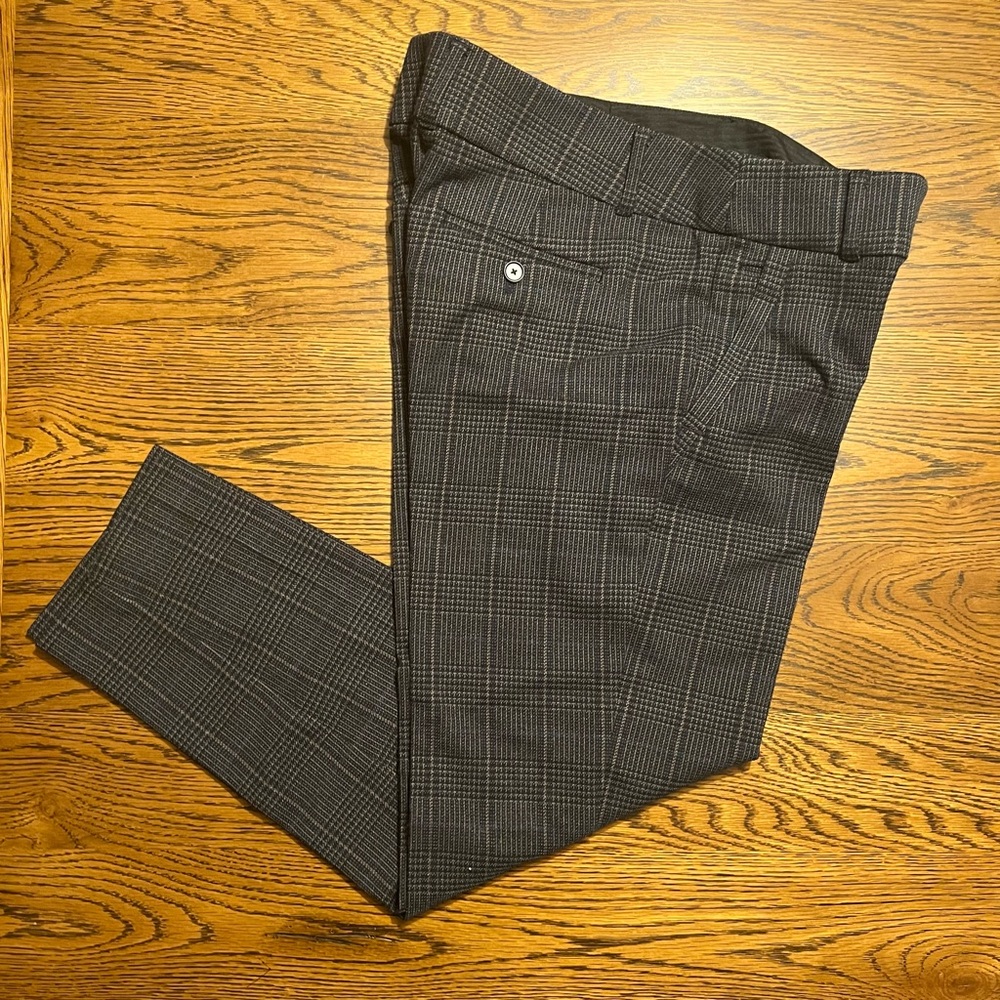LOFT Marisa Black Plaid Trousers